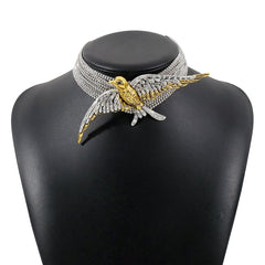 Layered swallow decor choker necklace