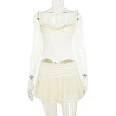 Ruffle corset patchwork stitch cami top