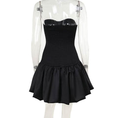 Sweetheart neck backless solid tube mini dress
