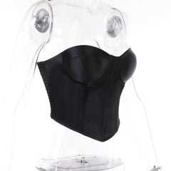 Satin sweetheart neck smocked solid backless tube crop top