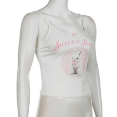 U neck rabbit print bowknot cami top