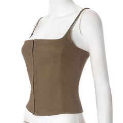 Square neck button cami top