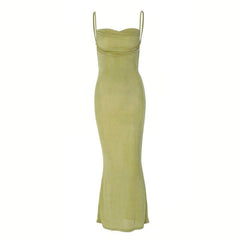 Sleeveless solid ruched self tie backless midi dress-final-sale