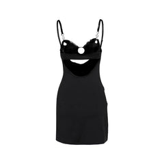 Sweetheart neck o ring hollow out ruched cami cut out mini dress