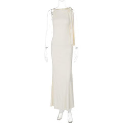 Ruffle irregular ruched 2-way maxi dress