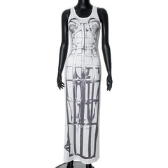 Sleeveless body print maxi dress