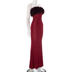 Fluffy mesh tube maxi dress