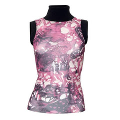 Sleeveless high neck butterfly print mesh top-final-sale