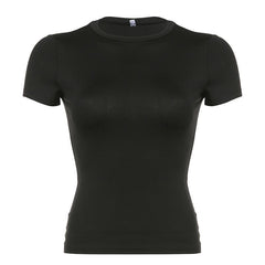Short sleeve crewneck solid top