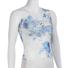 U neck sleeveless flower print top