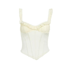 Ruffle corset patchwork stitch cami top