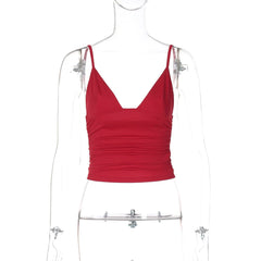 Ruched backless solid crop top