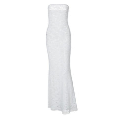 Lace see through solid tube maxi dress