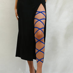 Wrapped solid hollow out cross thigh chain