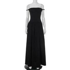 Off shoulder solid backless maxi dress