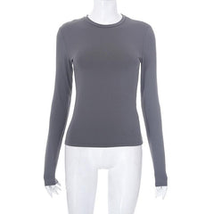 Crewneck solid long sleeve top