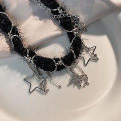 Tassels o ring star pendant choker necklace