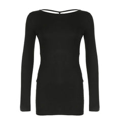 Long sleeve hollow out backless cut out mini dress