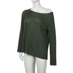Long sleeve off shoulder knitted top