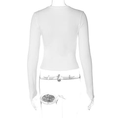 Long sleeve contrast crewneck abstract print top-final-sale