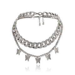 Cuban butterfly choker 2pcs necklace