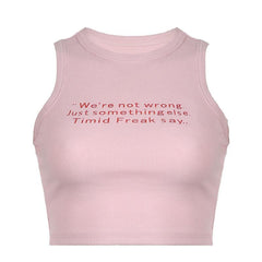Crewneck letter print stitch tank top