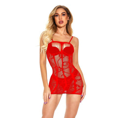 Lace hollow out solid cami cut out mini dress