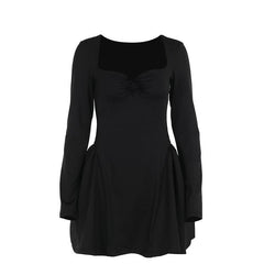 Long sleeve sweetheart neck bowknot mini dress
