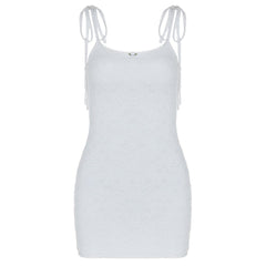 U neck knotted lace cami mini dress