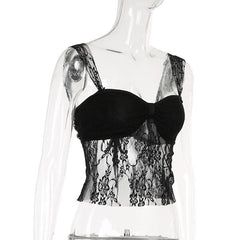 Lace ruched backless self tie cami top