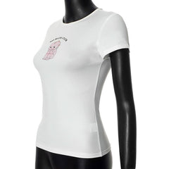 Crewneck short sleeve doll pattern contrast top