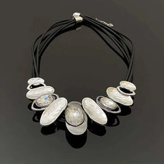 Irregular elliptic rhinestone layered necklace