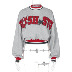 Long sleeve patchwork letter pattern top