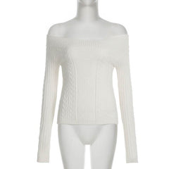 Off shoulder long sleeve sweater top