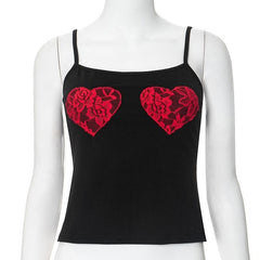 U neck sweetheart pattern cami top-final-sale