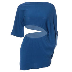 Irregular hollow out ribbed solid cut out mini dress