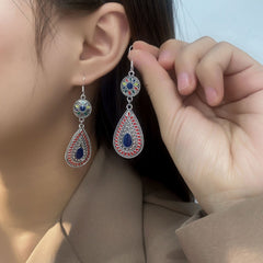 Pendant layered chain drop earrings