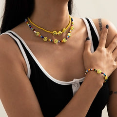 Multicolor beaded 3 pcs necklace