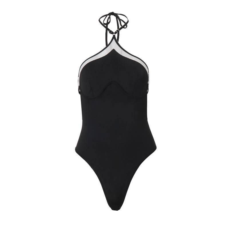 Halter backless sweetheart pattern bodysuit