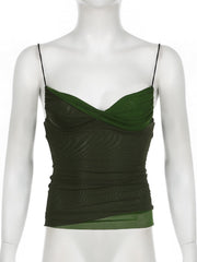Contrast ruched backless cami top