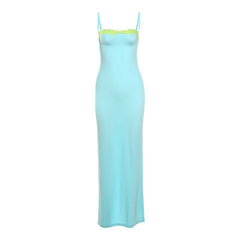 Lace hem backless cami maxi dress