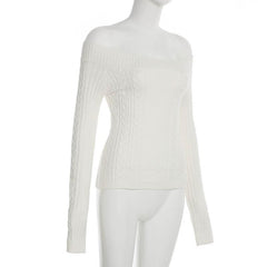 Off shoulder long sleeve sweater top