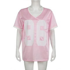 Short sleeve stitch textured â€?6â€?v neck top