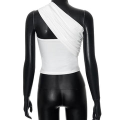 One shoulder irregular ruched solid crop top