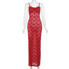 Lace bowknot backless cami maxi dress