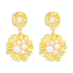 Faux pearl droplet shaped stud earrings