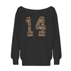 Long sleeve leopard print "14" pattern top