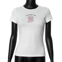 Crewneck short sleeve doll pattern contrast top