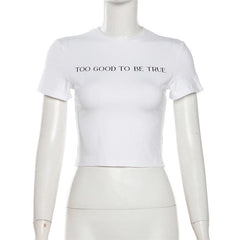 Short sleeve letter print solid top