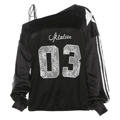 Irregular long sleeve self tie print contrast top